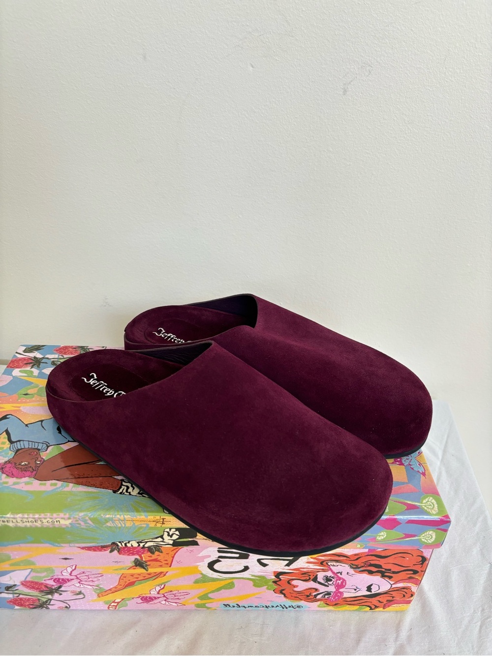 Jeffrey Campbell Content Clogs Dark Wine Suede Sz7 Womens New - Picture 6 of 8